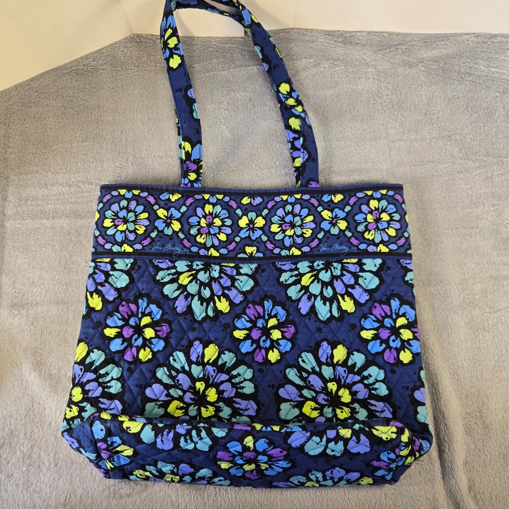 Vera Bradley Provencal Quilted Cotton Floral Tote Bag Blue Purple Lime 0626 H